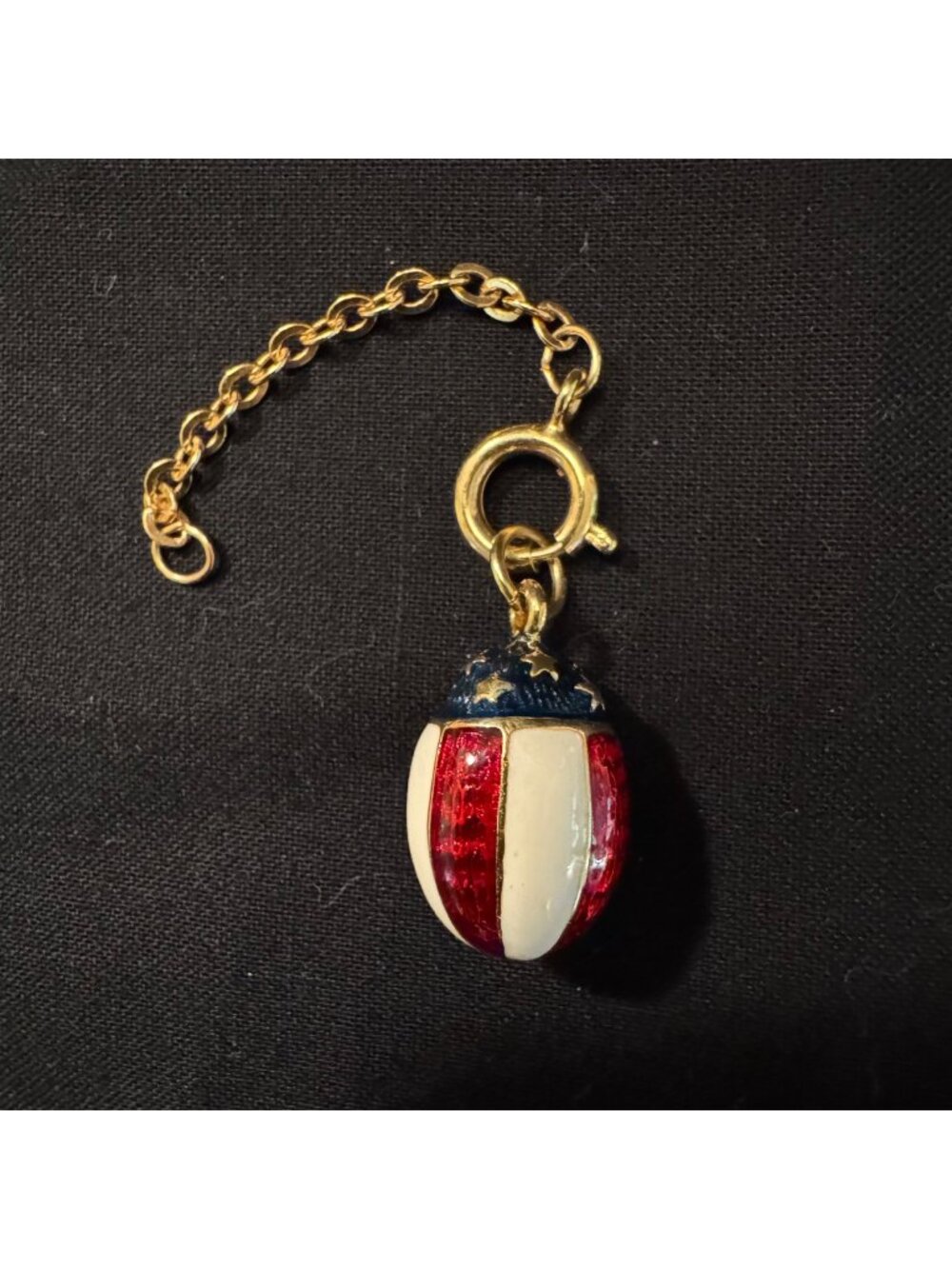 Joan Rivers American Flag Fabergé Egg Charm with Extender Gold Plated